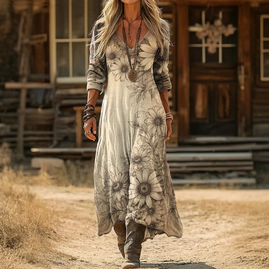 Hazel | Botanical Print Maxi Dress