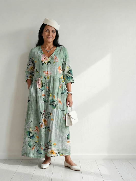 Leonie | Gathered Floral Midi Dress