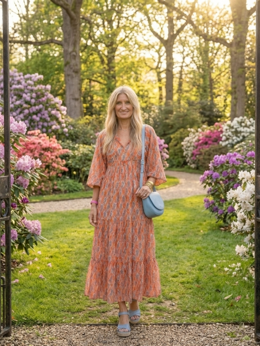 Juliet | Geometric Print Tiered Midi Dress