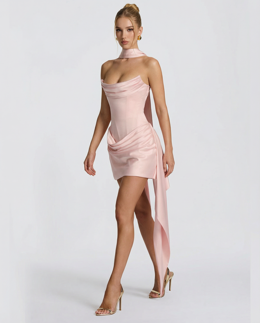Kathleen | Draped Asymmetric Mini Dress