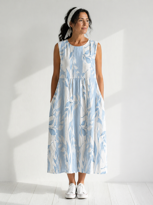 Prudence | Leaf-Print Midi Dress
