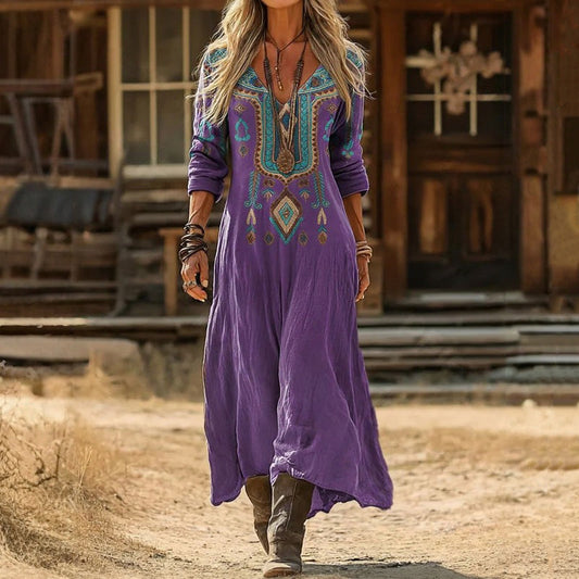Nina | Purple Bohemian Maxi Dress